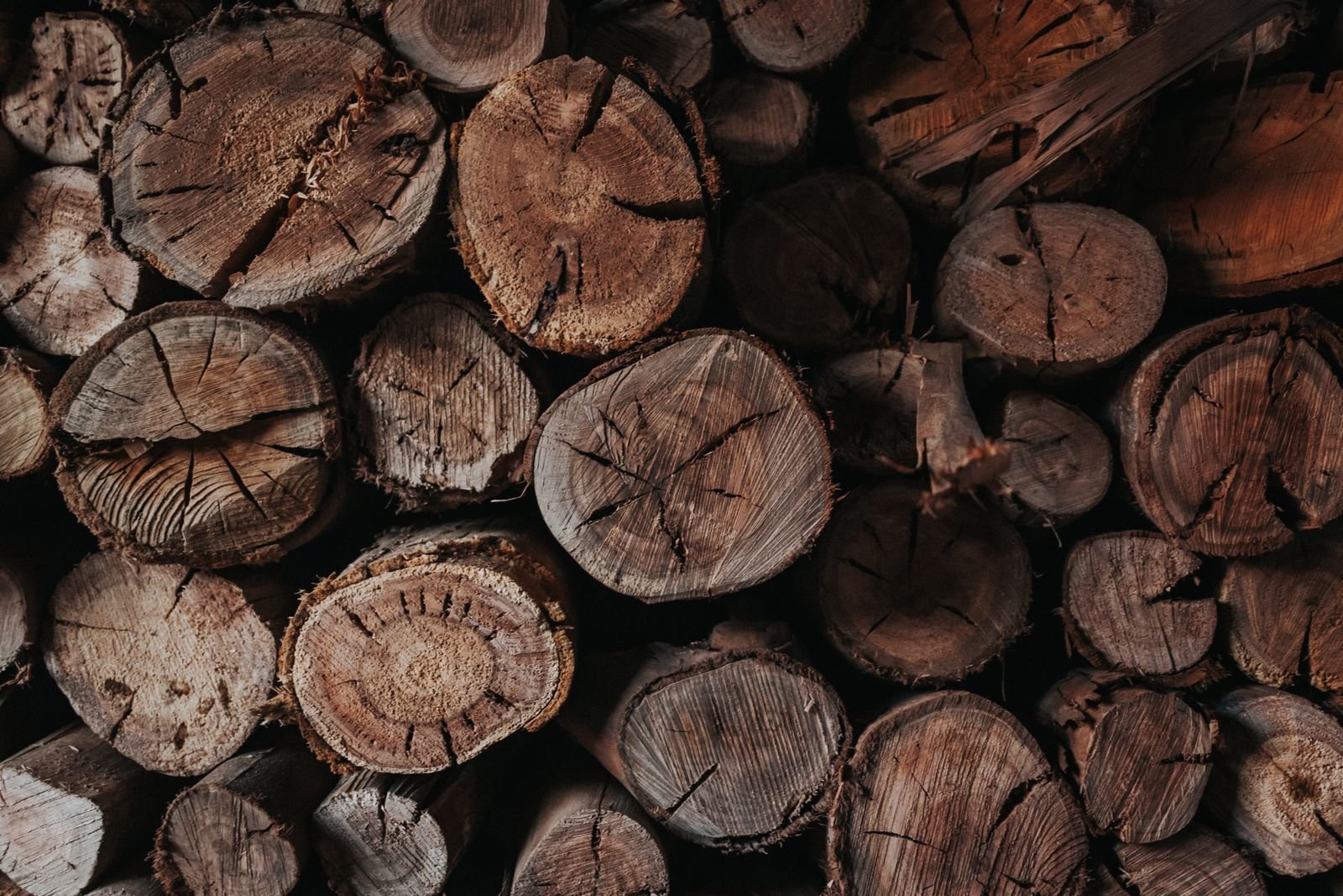 Réserve de bûches de bois de chauffage bien rangées